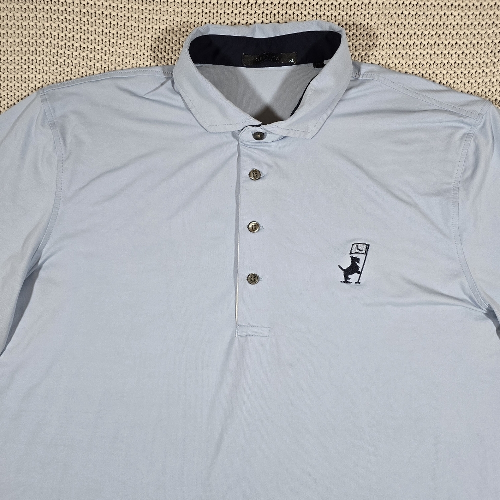 Greyson Golf Polo Shirt Mens XL Blue Solid Stretch Performance Logo Preppy